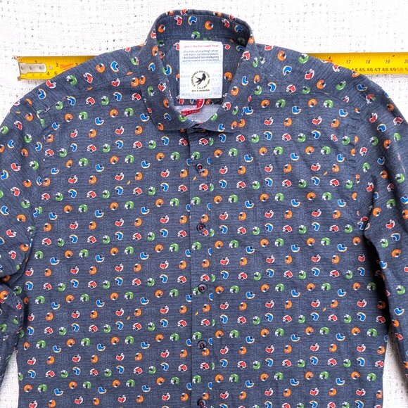 A Fish Named Fred Shirt Men's Button Up Long Sleeve Stretch Helmets Size M - Picture 5 of 11